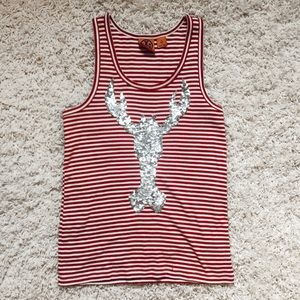 Tory Burch Stripe Lobster Sequin Tank Top